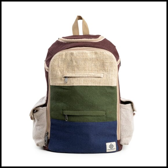 Hemp Backpack Boho Unisex Travel Daypack Durable Eco-Friendly Multi Pocket main image 4